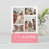 Elegant Modern Script Gelukkig Pasen familie foto Feestdagenkaart (Staand voorkant)