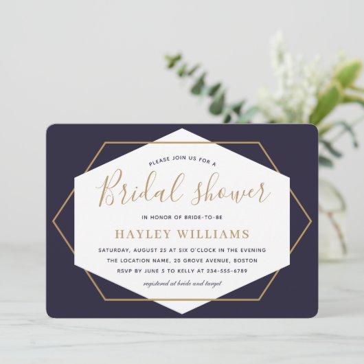 Elegant modern script geometrisch Vrijgezellenfees Kaart (Staand voorkant)