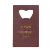 Elegant modern script Gepersonaliseerde Groomsmen Creditkaart Flessenopener (Voorkant)