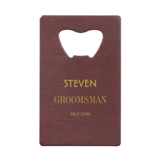 Elegant modern script Gepersonaliseerde Groomsmen Creditkaart Flessenopener (Voorkant)