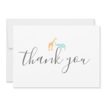 Elegant modern Script Giraffe Elephant Baby shower