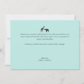 Elegant modern Script Giraffe Elephant Baby shower Bedankkaart (Achterkant)