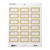 Elegant modern script Gold Glitter Chevron Pattern Etiket (Full Sheet)