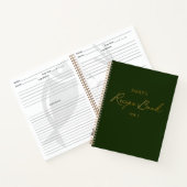 Elegant Modern Script Gold Green Eenvoudig Recept Notitieboek (Binnen)