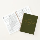 Elegant Modern Script Gold Green Eenvoudig Recept Notitieboek (Binnen)