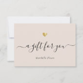 Elegant modern Script Gold Heart Cadeaucertificaat (Voorkant)
