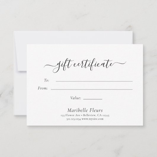 Elegant modern Script Gold Heart Cadeaucertificaat (Achterkant)
