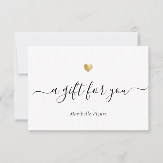 Elegant modern Script Gold Heart Cadeaucertificaat (Voorkant)
