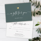 Elegant modern Script Gold Heart Cadeaucertificaat