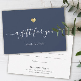 Elegant modern Script Gold Heart Cadeaucertificaat