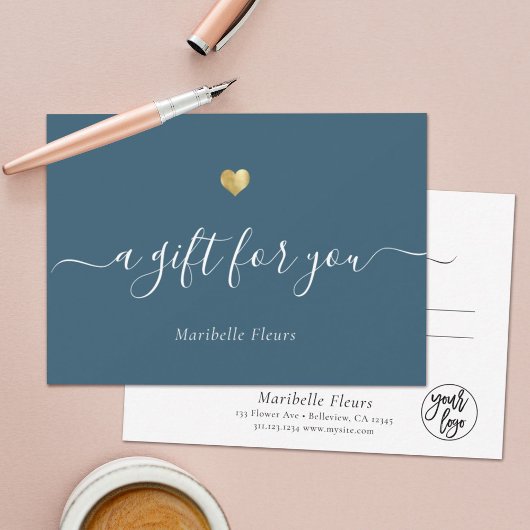 Elegant modern Script Gold Heart Cadeaucertificaat