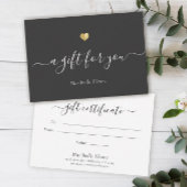 Elegant modern Script Gold Heart Cadeaucertificaat