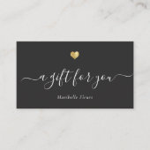 Elegant modern Script Gold Heart Cadeaucertificaat Visitekaartje (Voorkant)