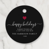 Elegant modern script Gold Heart Happy Holiday Bedankjes Labels (Voorkant)