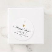 Elegant modern script Gold Heart Happy Holiday Bedankjes Labels (In situ)