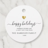 Elegant modern script Gold Heart Happy Holiday Bedankjes Labels (Voorkant)