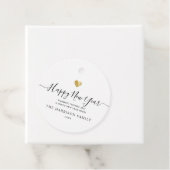 Elegant modern script Gold Heart Happy Nieuwjaar Bedankjes Labels (In situ)