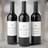 Elegant modern script Gold Heart kerst Wijn Etiket