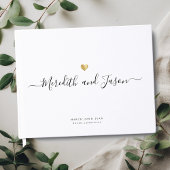 Elegant modern script Gold Heart Photo Weduwnaar Gastenboek