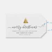 Elegant modern script Gold Merry-kerstboom Cadeaulabel (Voorkant (Horizontaal))