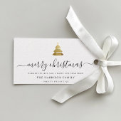 Elegant modern script Gold Merry-kerstboom Cadeaulabel