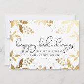 Elegant modern script Gold Mistletoe Photo Logo Feestdagenkaart (Voorkant)