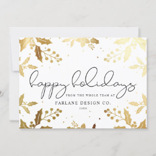 Elegant modern script Gold Mistletoe Photo Logo Feestdagenkaart