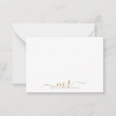 Elegant modern Script Gold Monogram Initialen Notitiekaartje (Voorkant)