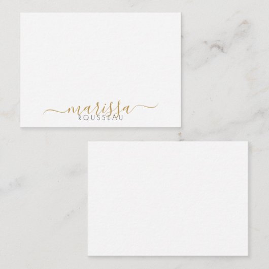 Elegant modern Script Gold Monogram Naam Opmerking Notitiekaartje (Voorkant / Achterkant)