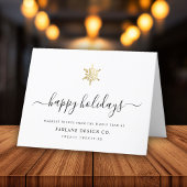 Elegant modern script Gold Snowflake Corporate Feestdagen Kaart