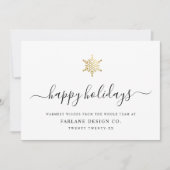 Elegant modern script Gold Snowflake Corporate Feestdagenkaart (Voorkant)