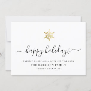 Elegant modern script Gold Snowflake Simple Feestdagenkaart