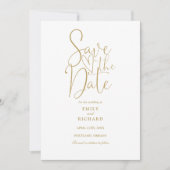 Elegant Modern Script Gold Wedding Save The Date (Voorkant)