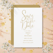 Elegant Modern Script Gold Wedding Save The Date