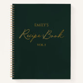 Elegant Modern Script Goud Zwart Eenvoudig Recept Notitieboek (Voorkant)