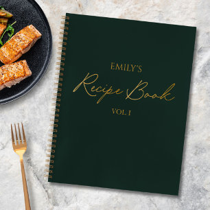 Elegant Modern Script Goud Zwart Eenvoudig Recept Notitieboek