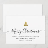 Elegant Modern Script Gouden Kerstboom Ho Feestdagenkaart (Voorkant / Achterkant)