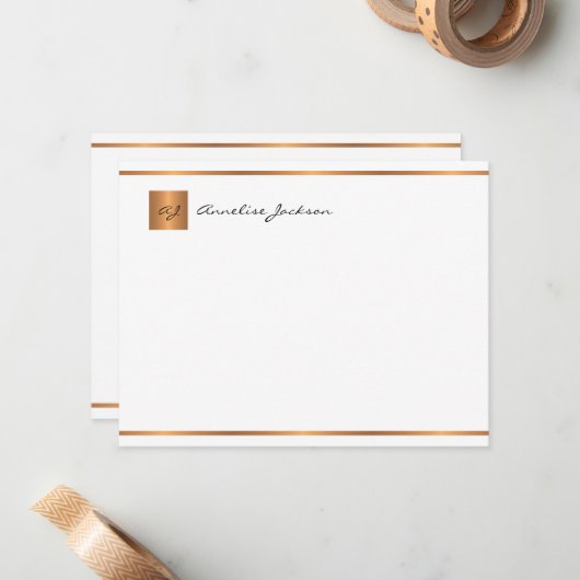 Elegant modern script goumonogram naam notitiekaartje (Voorkant / Achterkant in situ)