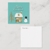 Elegant modern script, grafisch wintersneeuwman bl notitiekaartje (Voorkant / Achterkant)