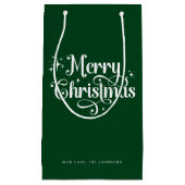Elegant modern script groen vrolijk kerstfeest klein cadeauzakje (Voorkant)
