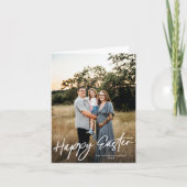 Elegant Modern Script Happy Easter Photo Kaart (Voorkant)