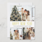 Elegant modern script Happy New Year 3 Collage Feestdagenkaart (Voorkant)