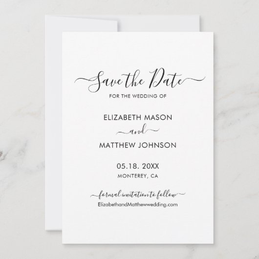 Elegant Modern Script Hart Foto Collage Bruiloft Save The Date (Achterkant)