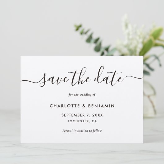 Elegant modern Script Kraft Paper Wedding Save The Date (Staand voorkant)
