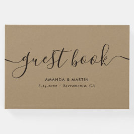 Elegant modern Script Kraft Wedding Gastenboek