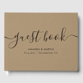 Elegant modern Script Kraft Wedding Gastenboek (Voorkant)