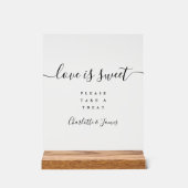 Elegant modern script liefde is zoete gunst acryl bord (Voorkant)