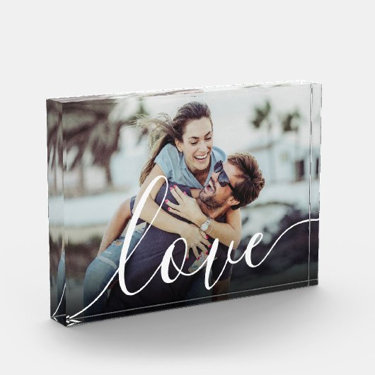 Elegant modern Script Love Couple foto Block (Links)