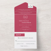 Elegant modern script Magenta Monogram Weddenschap All In One Uitnodiging (Binnen)