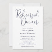 Elegant Modern Script Marine Blue Repetitie Diner Kaart (Voorkant)